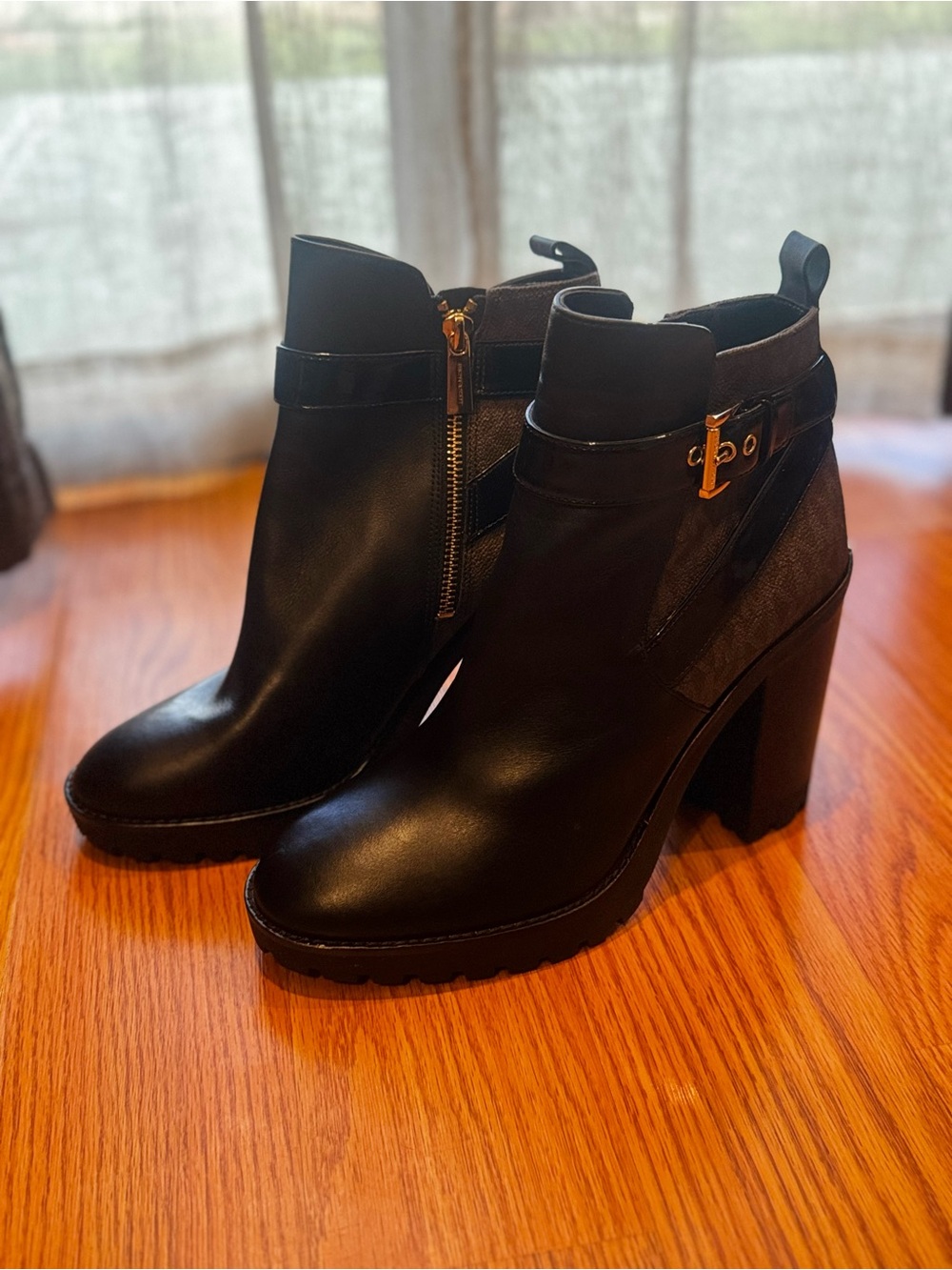 Michael Kors Ankle Boot with Gold Hardware